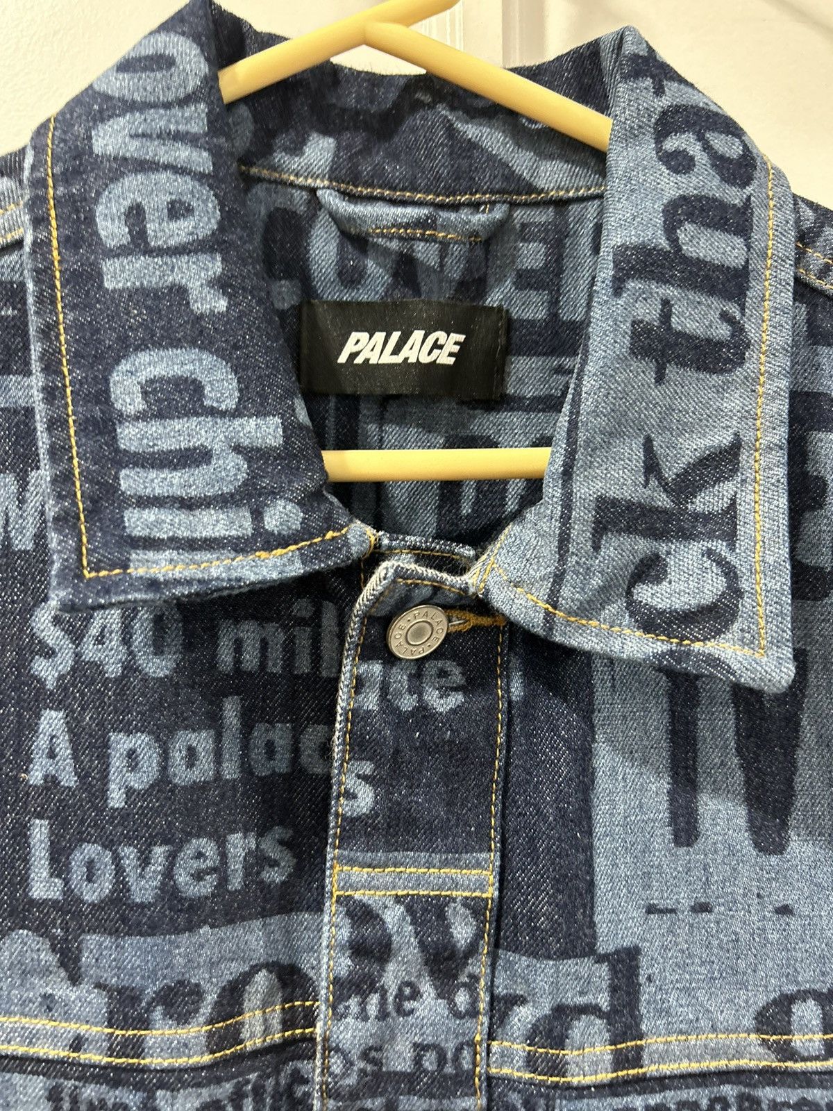 Palace Rare palace tabloid denim jacket L fw22 | Grailed