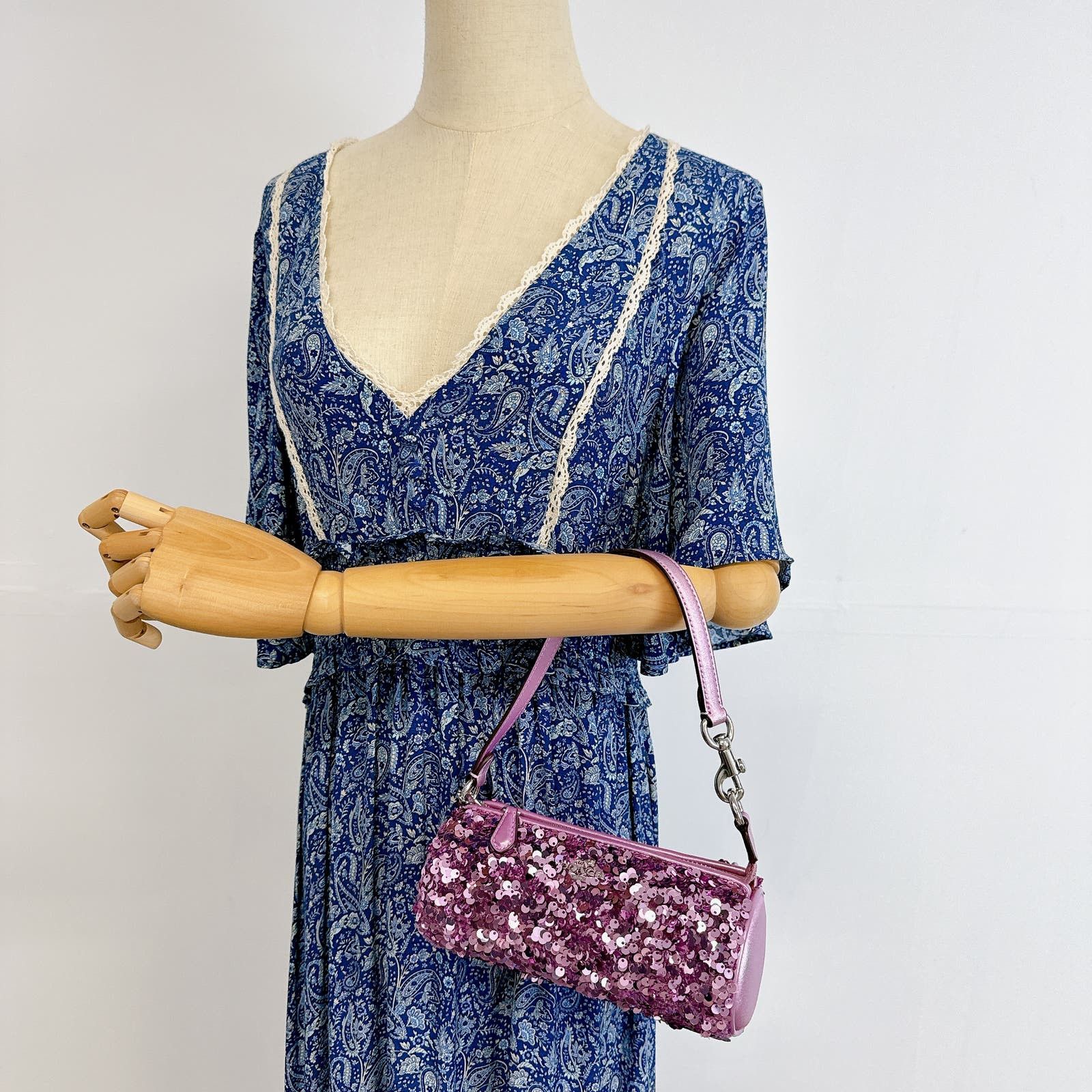 image of Coach Cq589 Nolita Barrel Bag In Silver Lilac in Purple, Women's