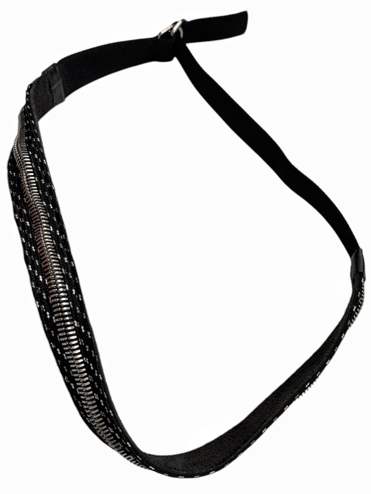 Pre-owned Balmain Decarnin Zipper Strip Fastener Belt In Black