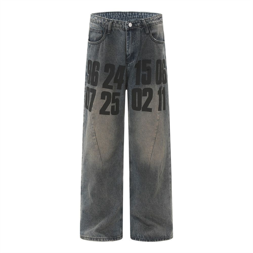 Japanese Brand × Jean Men's hip-hop trendy loose letter-printed cargo jeans Size US 32 / EU 48 - 1 Thumbnail