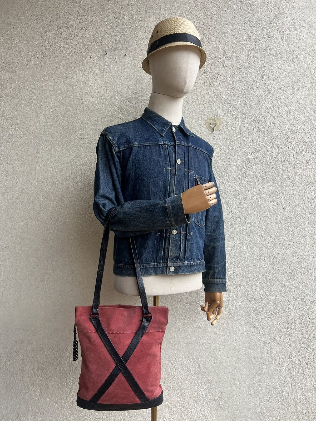 Vintage Diesel Muddy Patina Suede Leather Mini Tote Bag