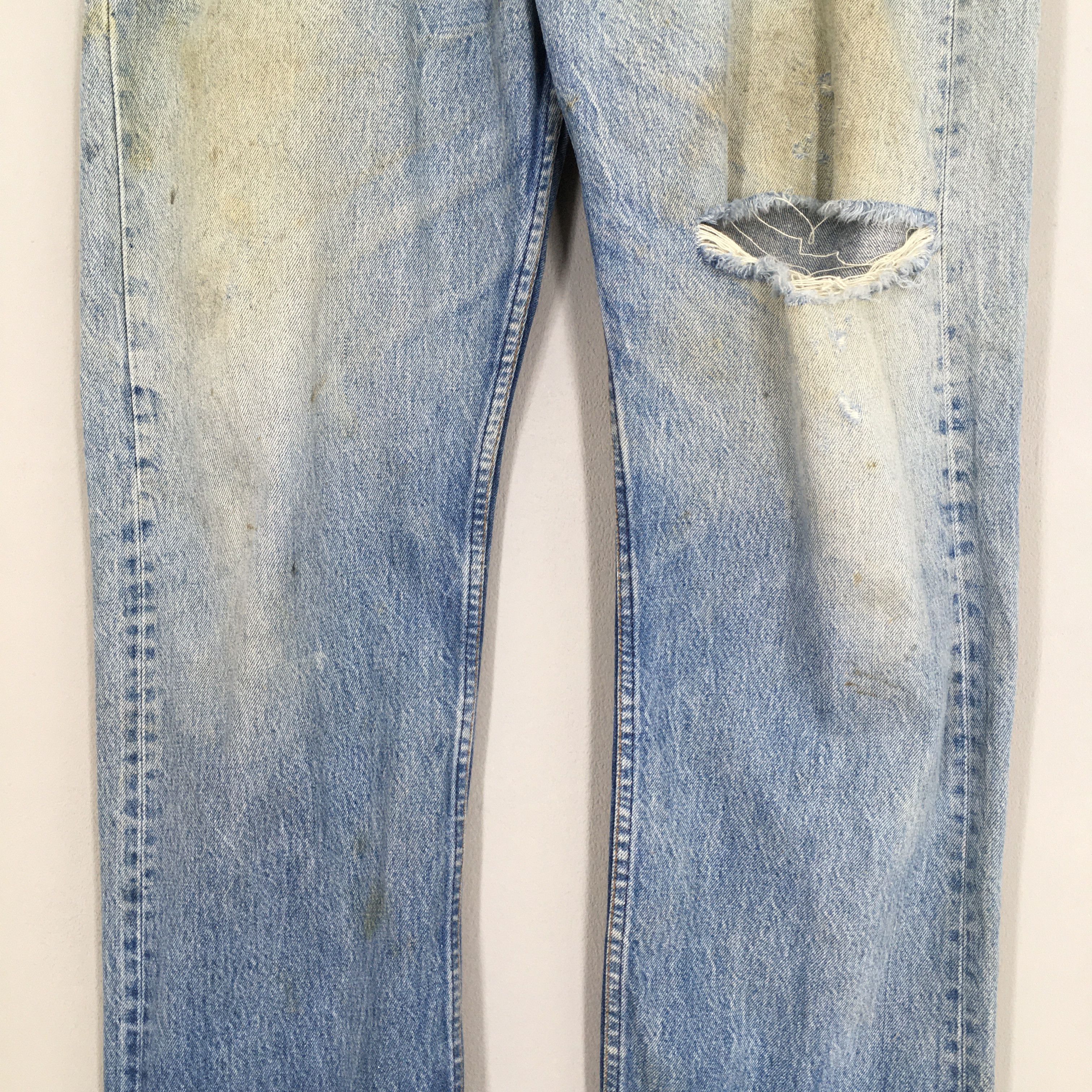 Levi's Size 37x28.5 Vintage 90s Levi's 501 Distressed Jeans S1749 Size US 37 - 3 Thumbnail