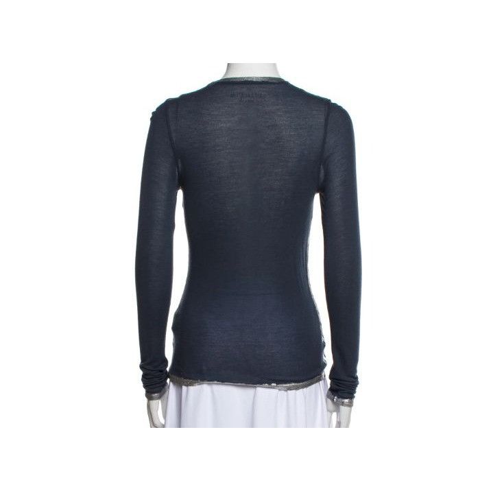 Zadig & Voltaire Zadig & Voltaire Navy Long Sleeve Sheer Crew Neck Top Size XS / US 0-2 / IT 36-38 - 6 Thumbnail