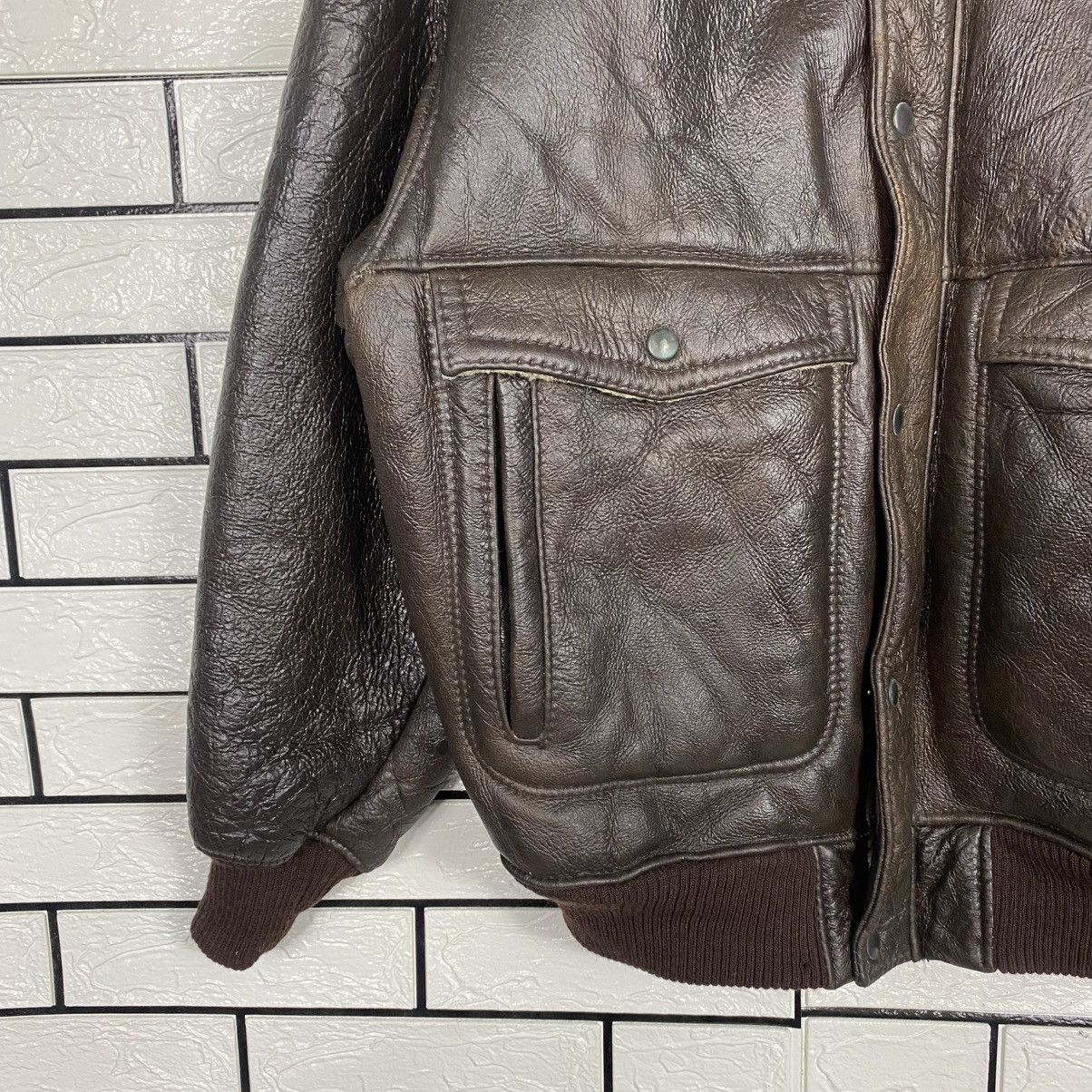 Vintage 🔥VINTAGE SHEARLING GENUINE LEATHER JACKET AVIATION USA Size US XL / EU 56 / 4 - 4 Thumbnail