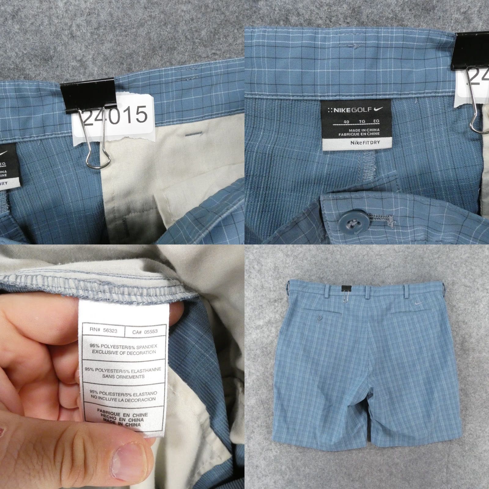 Nike Nike Golf Shorts Mens 40 Chino Flat Front Blue Plaid Dry Lightweight Size US 40 / EU 56 - 9 Thumbnail