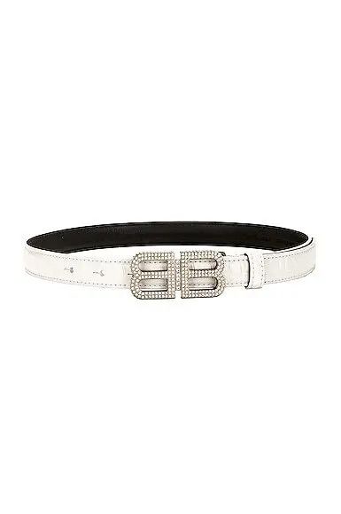 Balenciaga o1s1rm1024 Size: 75 / BB Hourglass Thin Belt in Optic White Size ONE SIZE - 1 Thumbnail