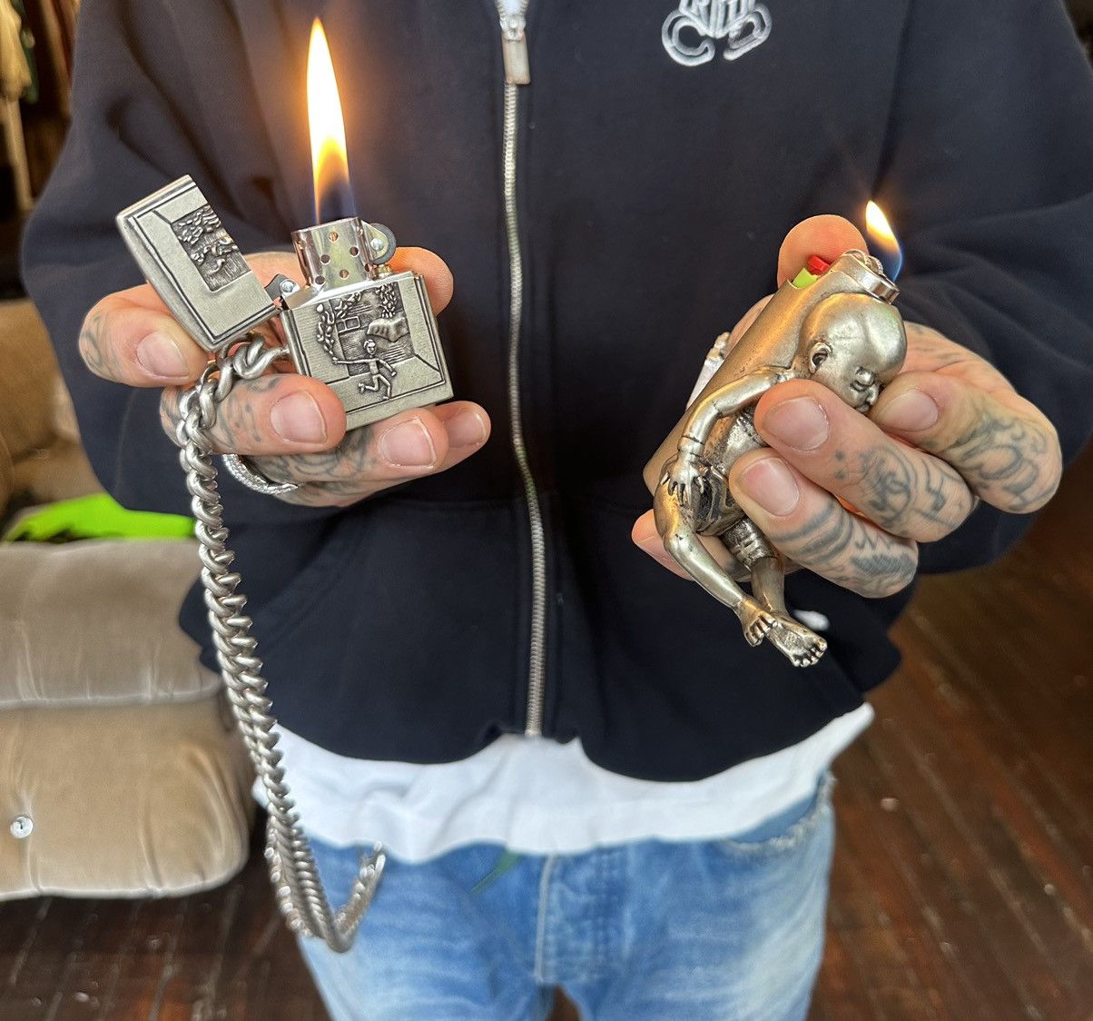 Enfants Riches Deprimes ERD 1/3 BEDROOM BURNING LIGHTER WALLET CHAIN ZIPPO HANDMADE Size ONE SIZE - 13 Thumbnail