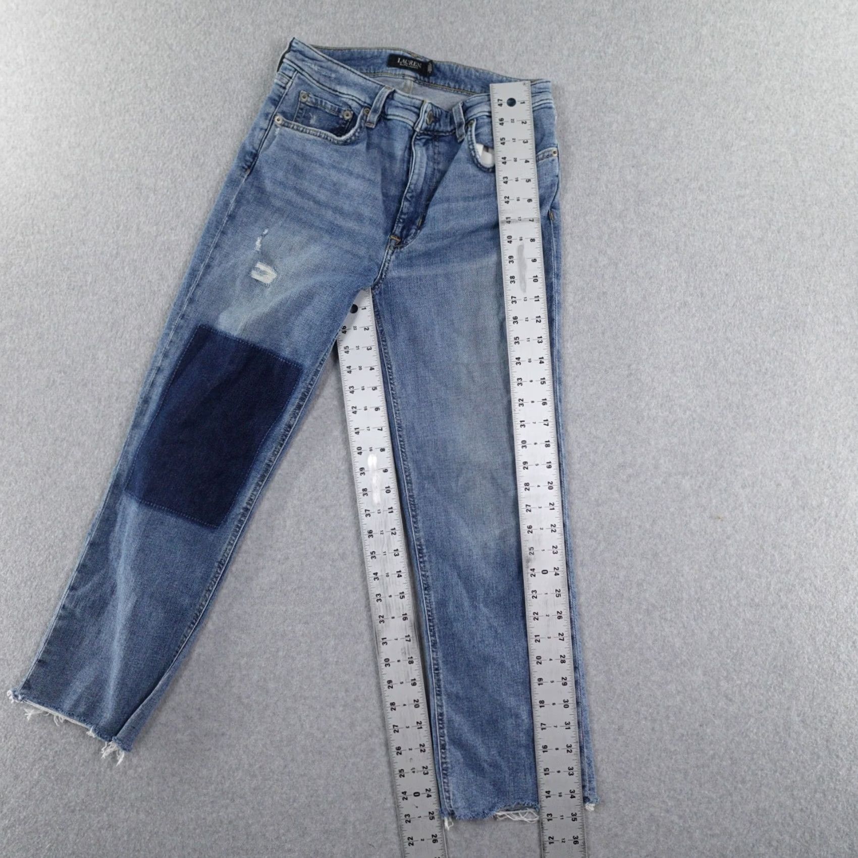 Ralph Lauren Lauren Ralph Lauren Jeans Womens 6 Denim 5-Pocket Straight Jeans Blue Cap Patch Frayed Hem Size 28" / US 6 / IT 42 - 3 Thumbnail