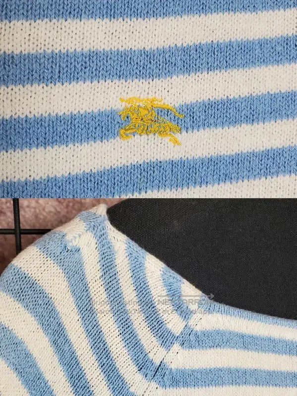 Burberry Burberry Light Blue Striped Cotton Knit Top. Size S / US 4 / IT 40 - 5 Thumbnail