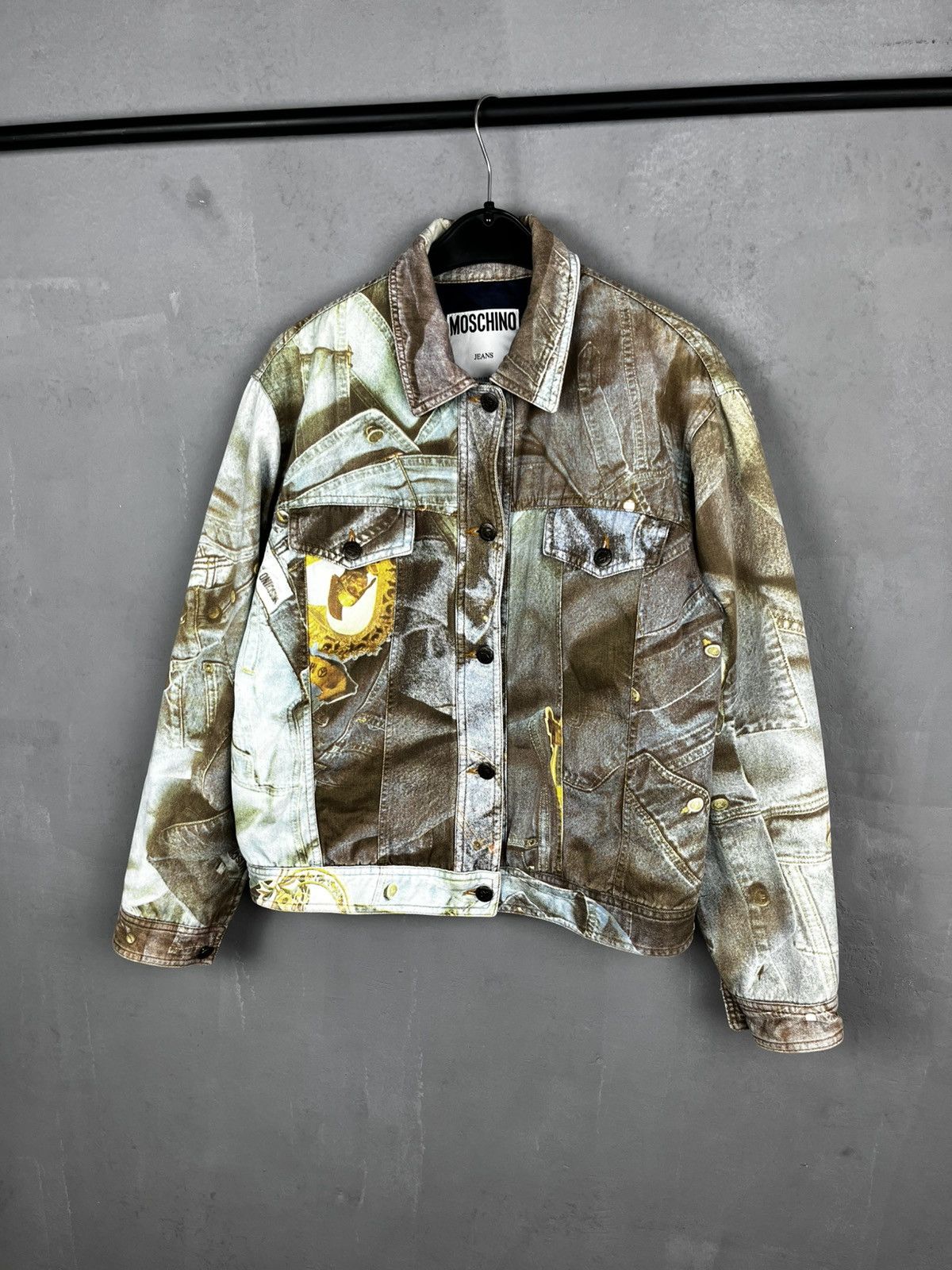 Moschino × Vintage 1990's Vintage Moschino Blue Denim Print Pattern Jacket Size L / US 10 / IT 46 - 1 Thumbnail