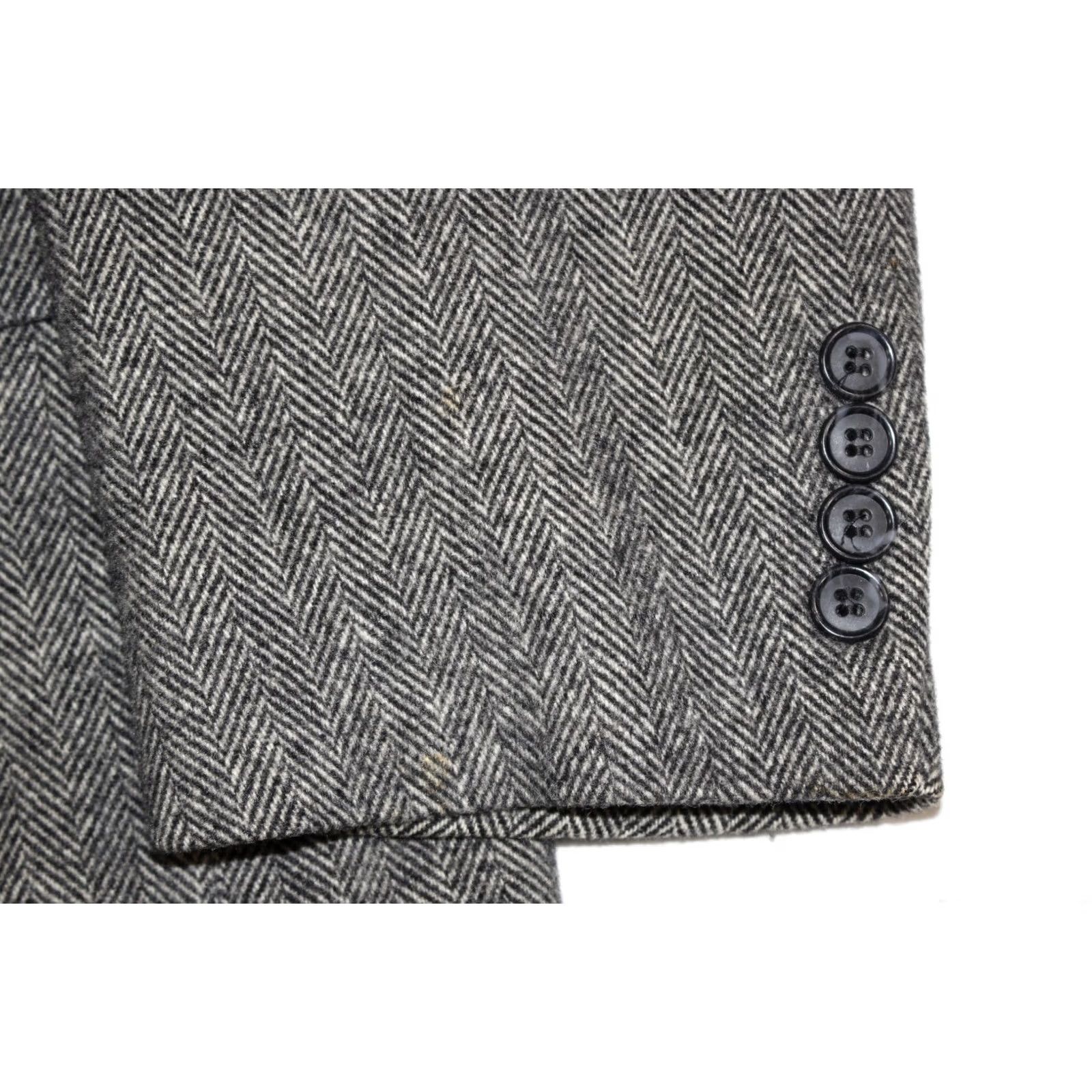 Camel Vintage Christian Aujard Blazer Men's 40 Wool Camel Hair Tweed Herringbone Gray Size 40R - 3 Thumbnail