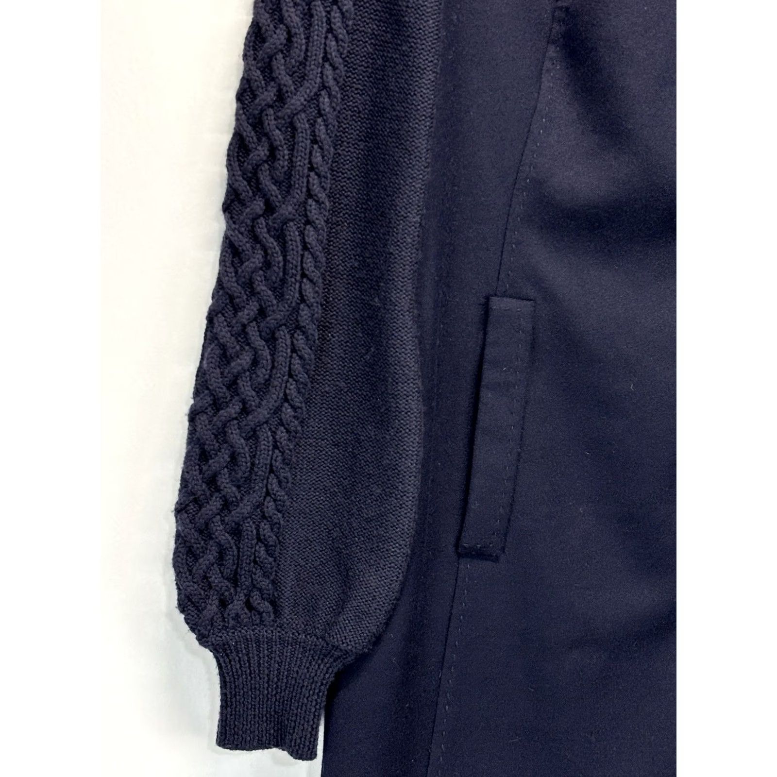 Tory Burch Tory Burch Dress Womens 4 Navy Cableknit Sleeves Nautical Old Money Sheath 100% Wool Lined Boat Neck Zipper Short Dress Sleeve Balloon Knit Vintage No Size S / US 4 / IT 40 - 4 Thumbnail