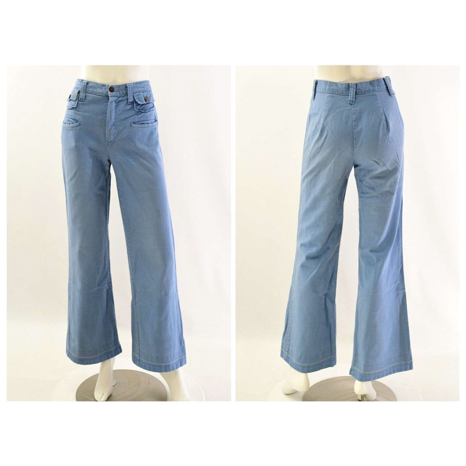 image of 70's Vintage High Waist Flare Leg Jeans Womens 8 Sears Jr. Bazaar Light Wash in White