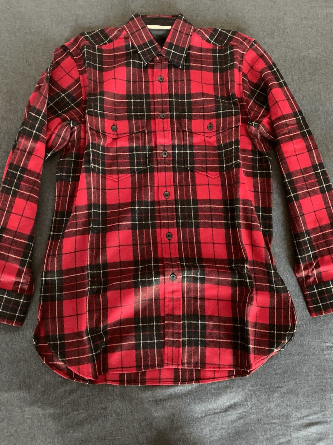 Saint Laurent Paris Sz 39 Saint Laurent Paris 13AW OS Wool Plaid Shirt Size US M / EU 48-50 / 2 - 1 Thumbnail