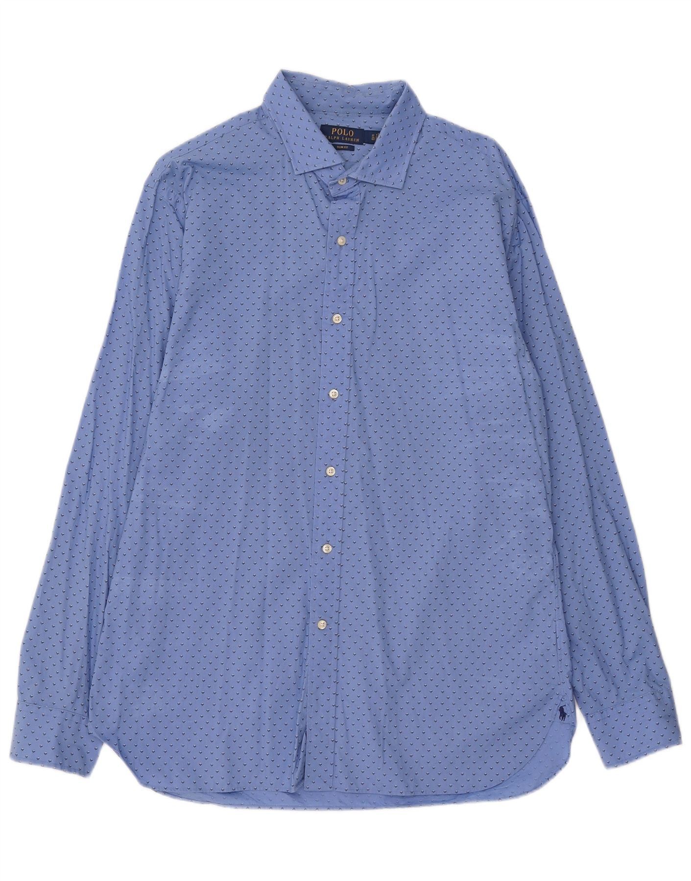 Polo Ralph Lauren Mens Slim Fit Shirt 17 XL Blue Floral Cotton Size US XL / EU 56 / 4 - 1 Thumbnail