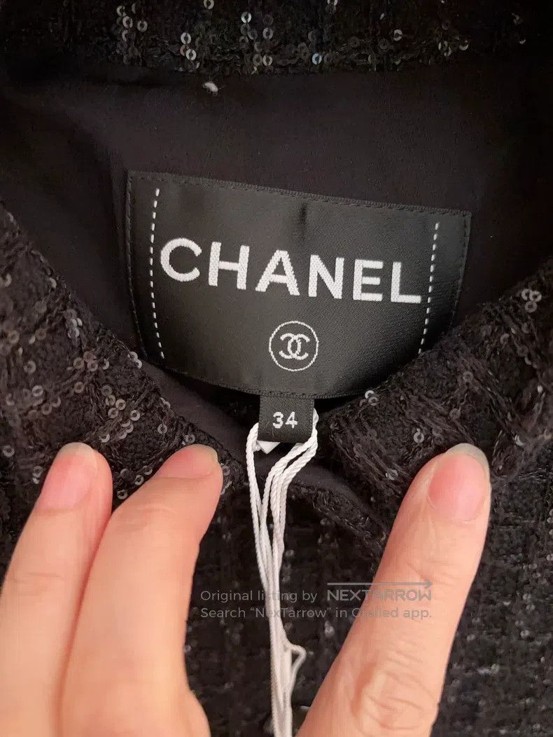 Chanel Chanel 25c sequin heavy industry black jacket Size XXS / US 00 / IT 34 - 2 Thumbnail