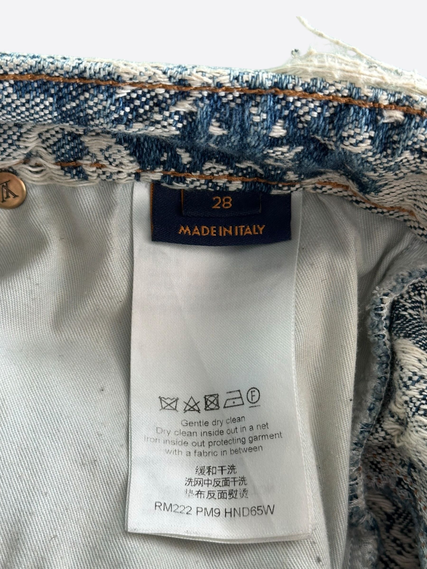 Louis Vuitton Blue & White Floral Distressed Carpenter Shorts Size US 28 / EU 44 - 4 Thumbnail