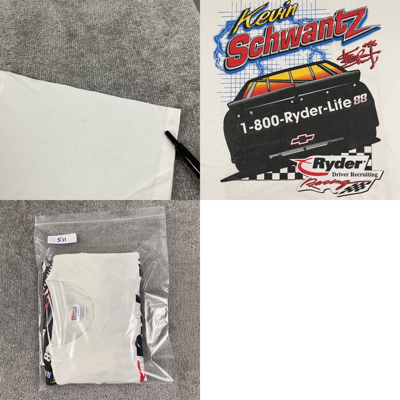 Hanes VINTAGE Kevin Schwantz Shirt Adult Mens XL White Graphic Nascar Tee Recruiting Size US XL / EU 56 / 4 - 8 Thumbnail