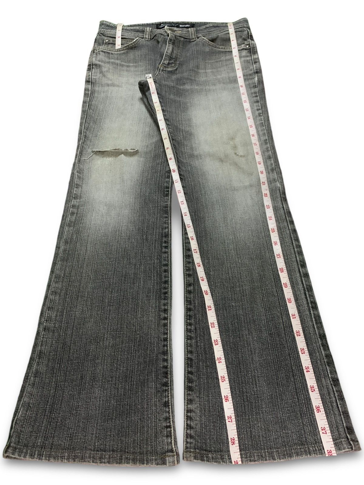 Wrangler Vintage Wrangler Faded Wash Distressed Flare Jeans Size 30" / US 8 / IT 44 - 12 Thumbnail