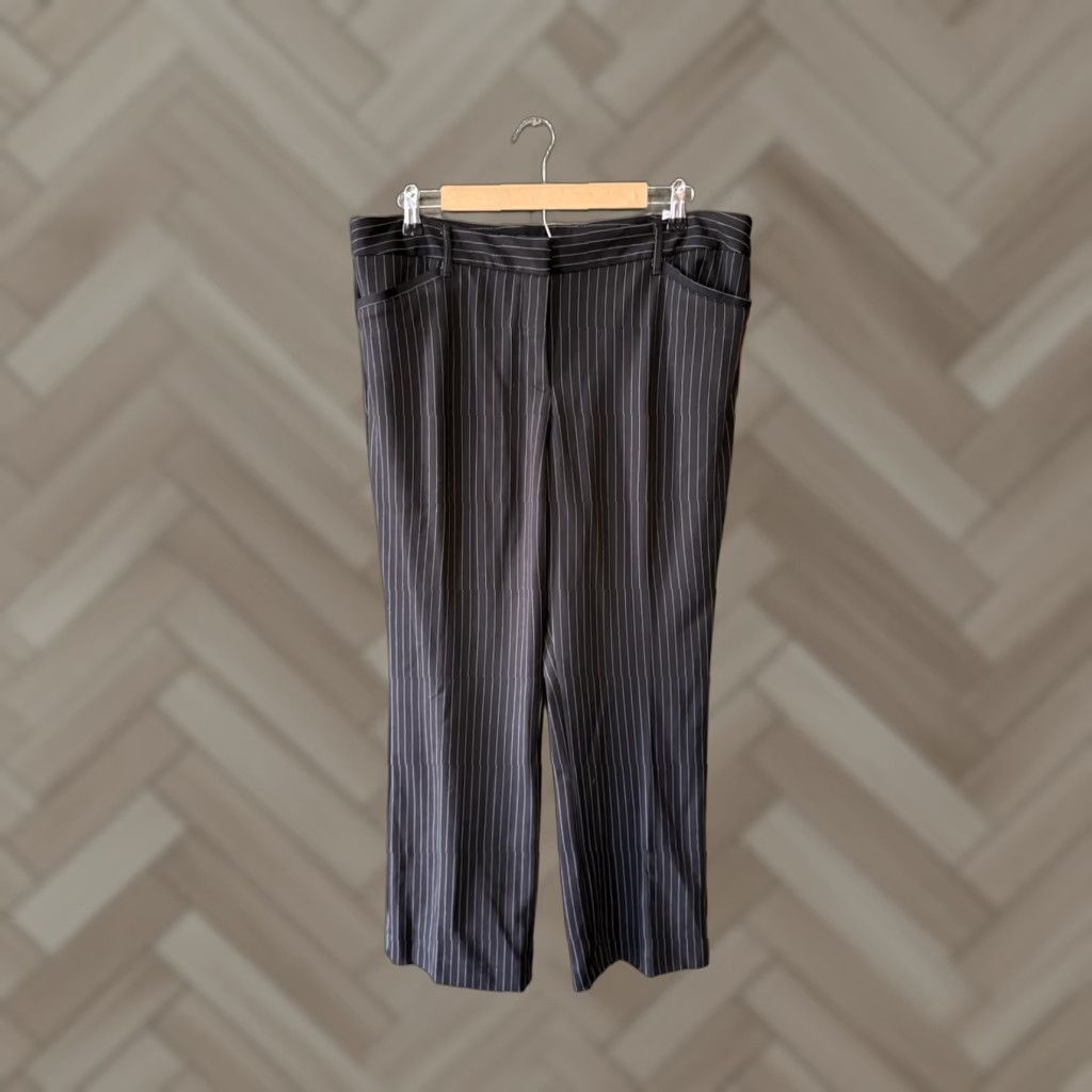 Worthington Worthington Womens Black Striped Pant Ultra Stretch Perfect Trouser NWT Size 16P Petite 28 Inseam Dress Pants Womens Stretch NWT Size 38" / US 16 / IT 52 - 1 Thumbnail