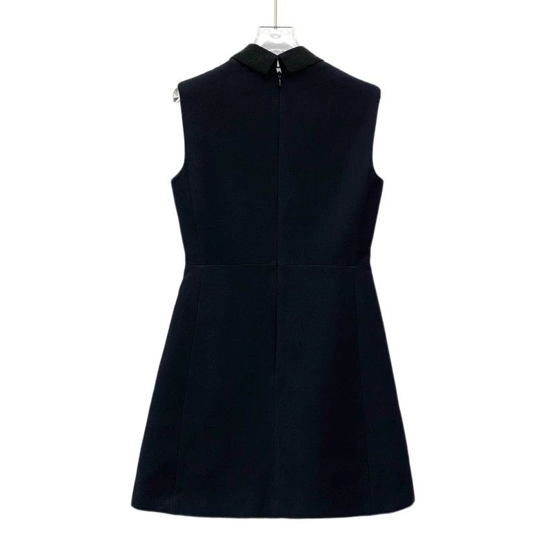 Dior Dior Black lapel love stud bead wool sleeveless dress Size XS / US 0-2 / IT 36-38 - 2 Thumbnail