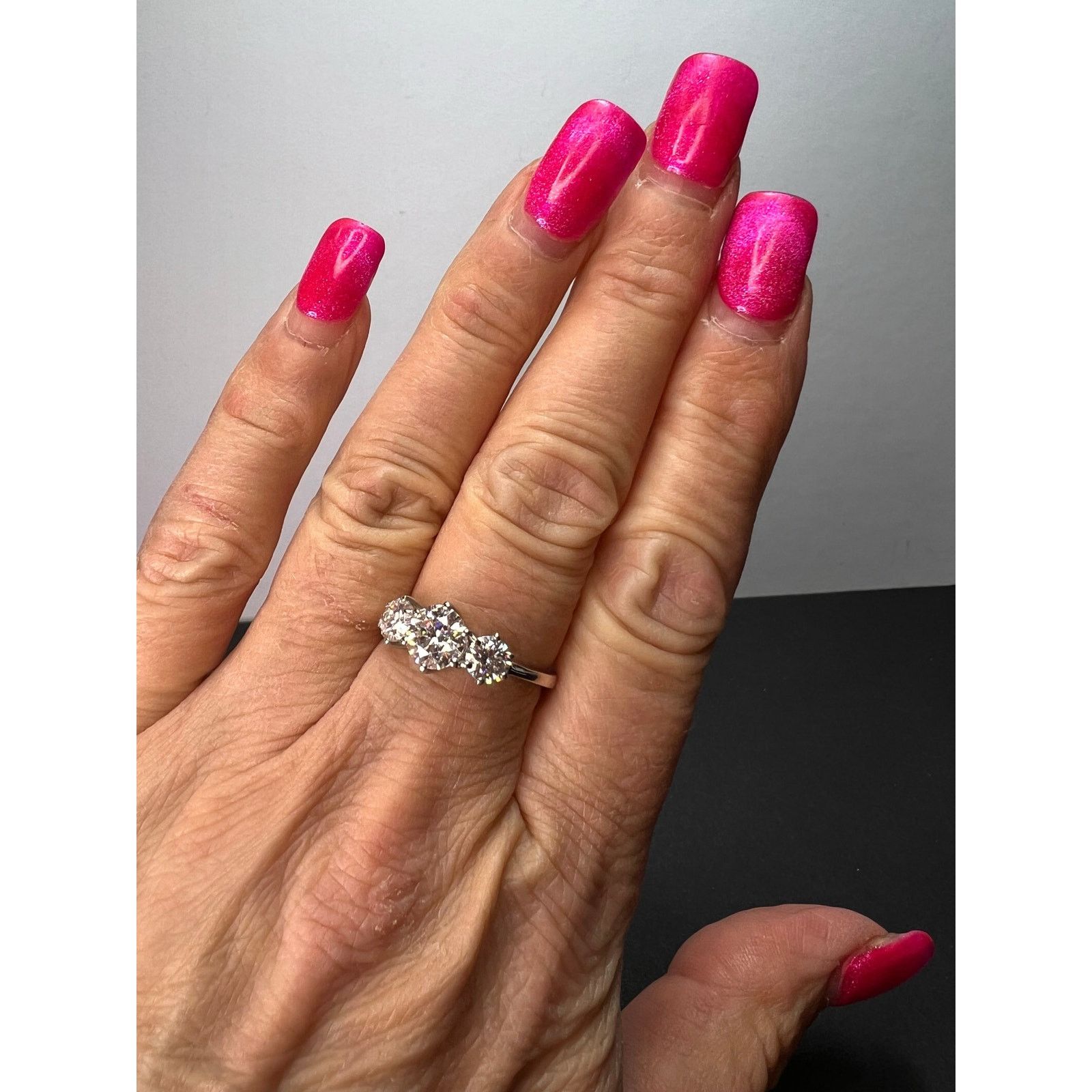 Other NEW Moissanite trilogy ring in platinum over 925 size 9 Size ONE SIZE - 2 Thumbnail