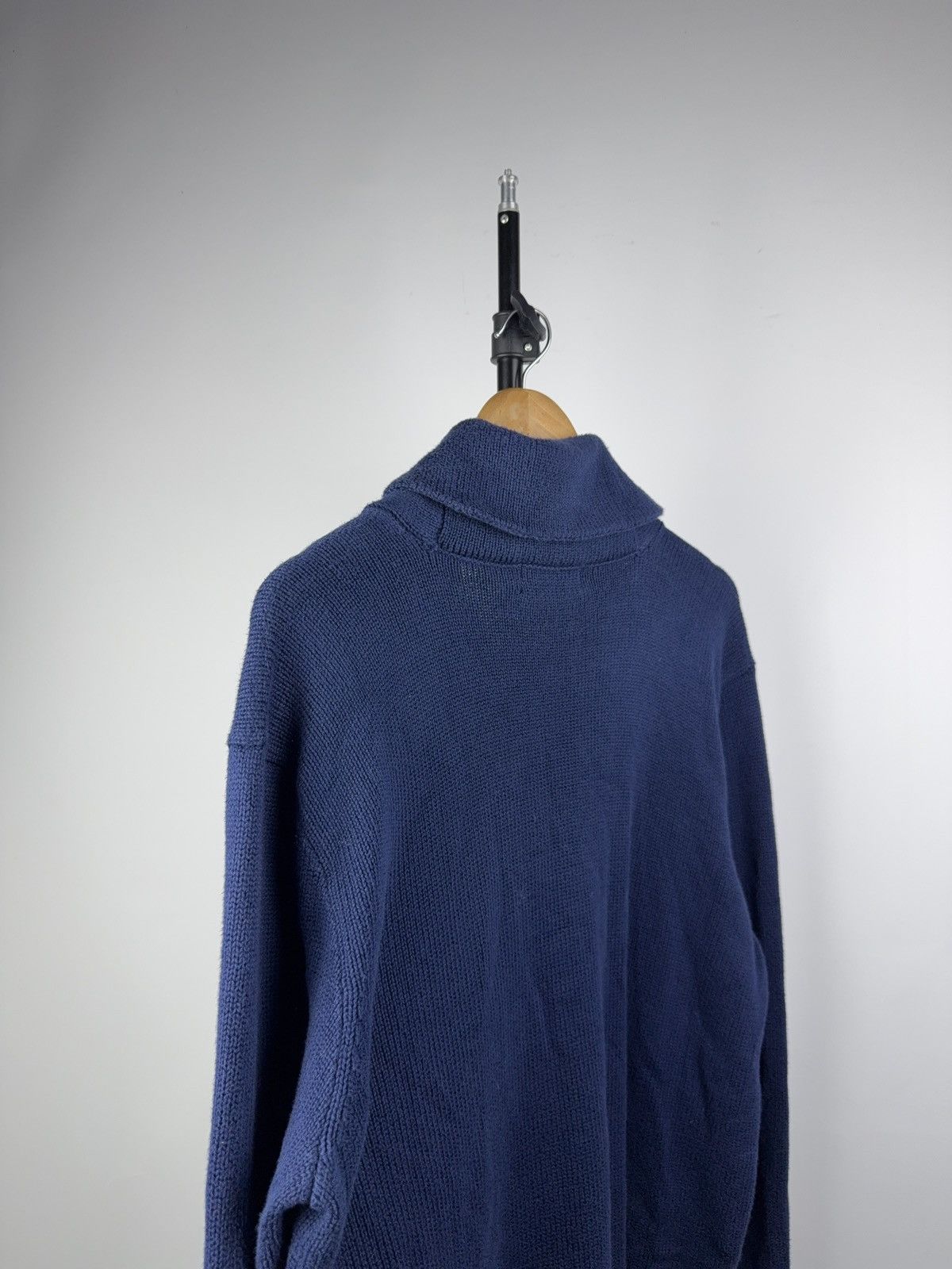 Polo Ralph Lauren Polo Ralph Lauren Shawl Collar Knit Sweater Blue Cotton L Size US L / EU 52-54 / 3 - 11 Thumbnail