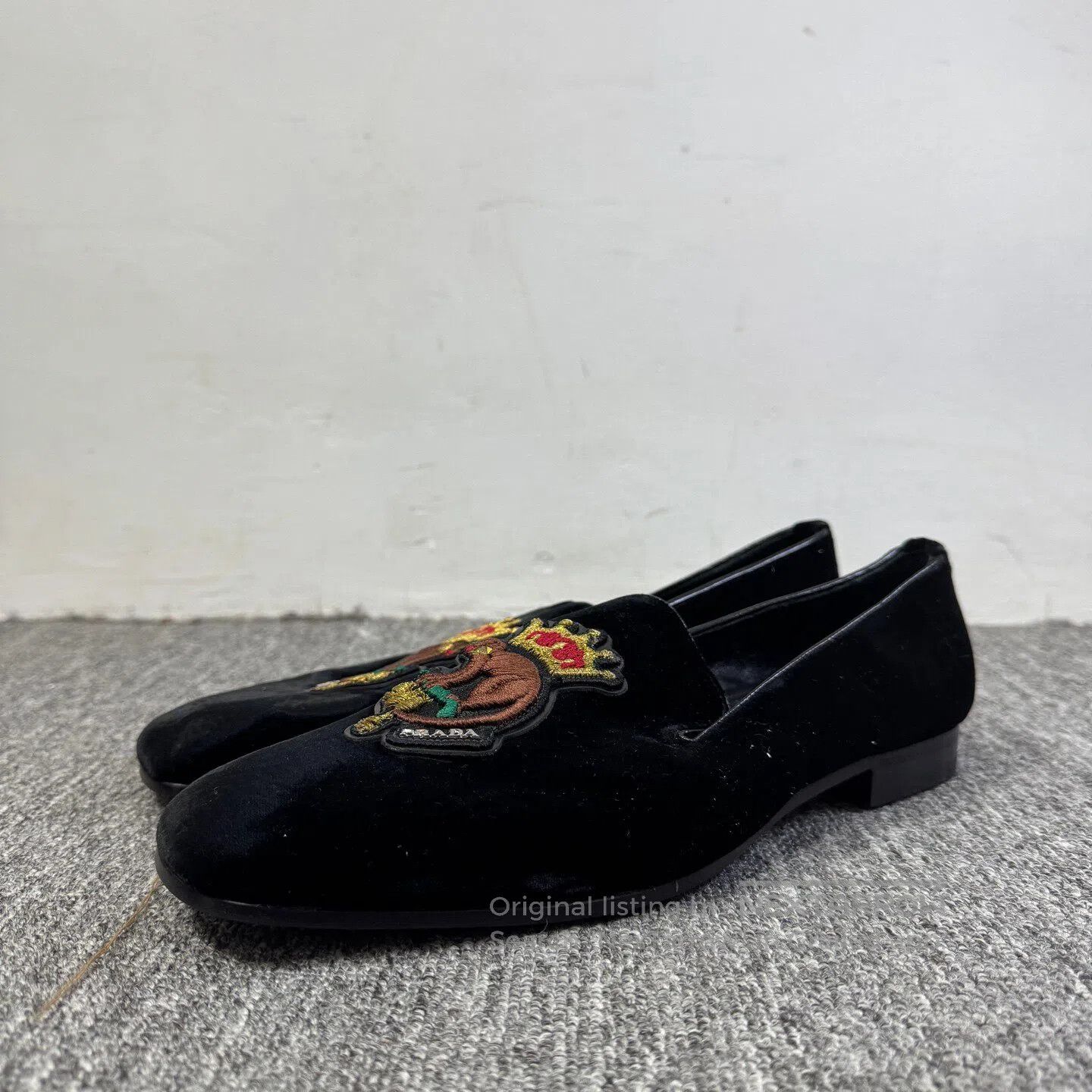 Prada Prada Embroidered crown, velvet loafers| Size US 6.5 / EU 39-40 - 1 Thumbnail