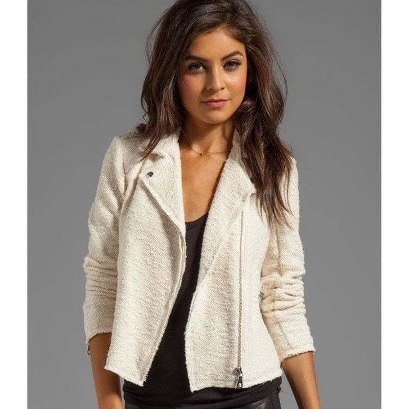 Rebecca Taylor Rebecca Taylor Boucle Moto Jacket Ivory Size 2 Size XS / US 0-2 / IT 36-38 - 6 Thumbnail