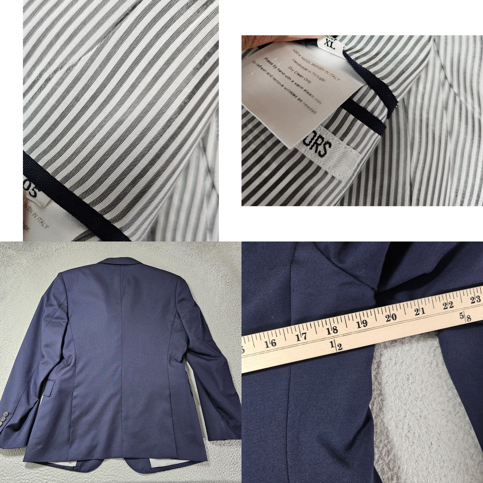 Brooklyn Tailors Brooklyn Tailors Blazer Womens XL Navy Wool Full Canvas 2 Button Notch Lapel Regular Jacket Long Sleeve Solid Size XL / US 12-14 / IT 48-50 - 8 Thumbnail