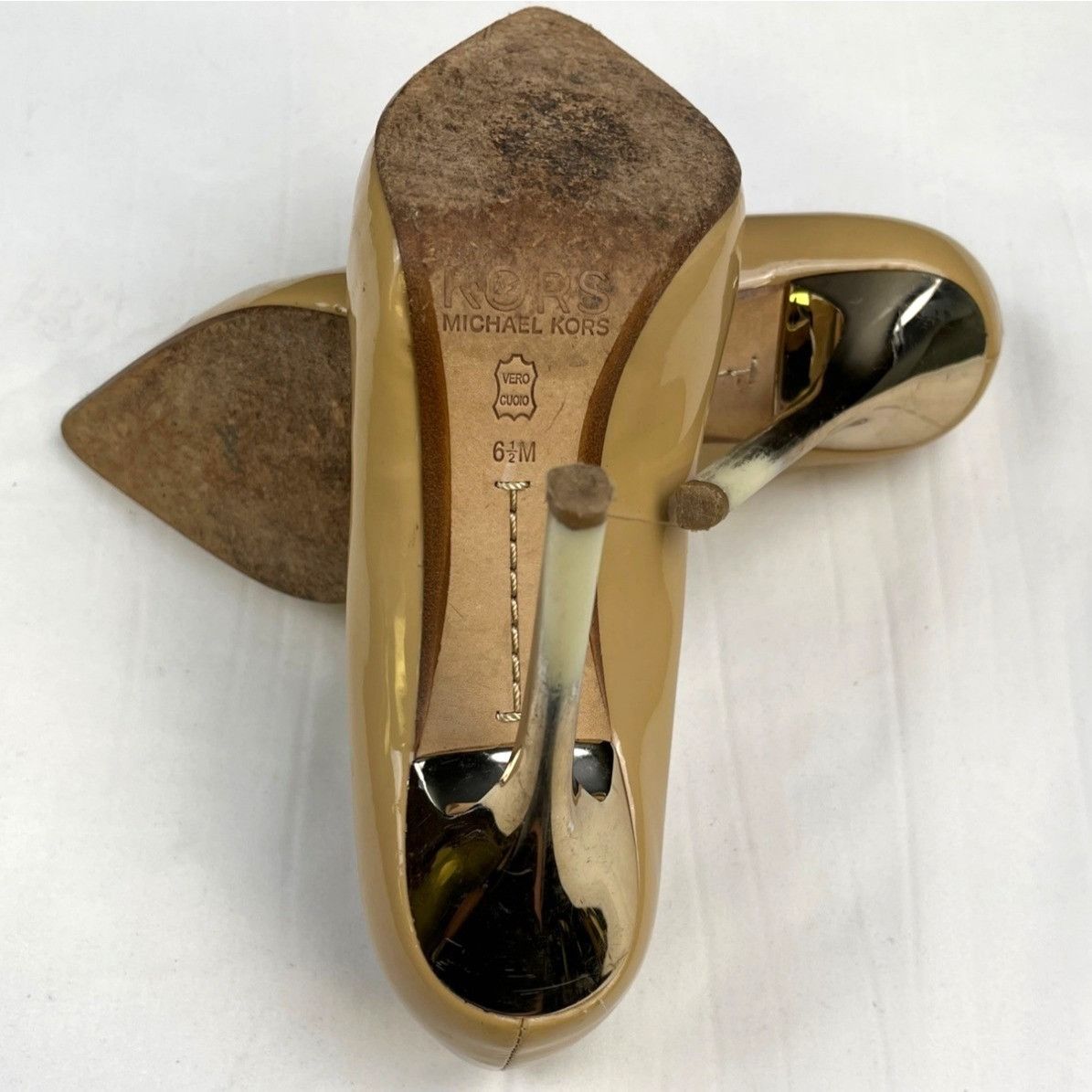 Michael Kors Michael Kors Women's Beige Leather Shoes/Heels Sz 6.5M SKU 4 Size US 6.5 / IT 36.5 - 5 Thumbnail