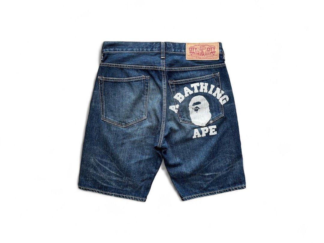 Bape College Denim Shorts Size US 30 / EU 46 - 1 Thumbnail