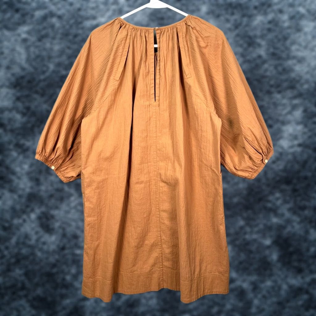 Everlane Everlane Womens XL Organic Cotton Dress Brown Balloon Sleeves Pockets Knee Length 3/4 Sleeve Round Neck Maxi All Season Casual Womens Size XL / US 12-14 / IT 48-50 - 1 Thumbnail