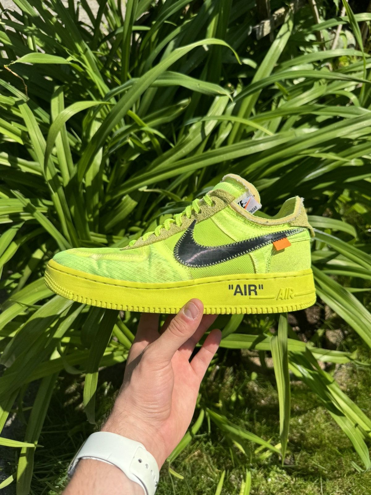 image of Nike Off White Air Force 1 Volt 41 Us 8 Shoes in Neon Yellow, Men's