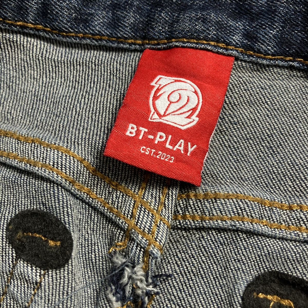 Japanese Brand × PPFM BT-PLAY Patchwork Ripped Two Tone Unique Slim Fit Jeans💥 Size US 31 - 11 Thumbnail