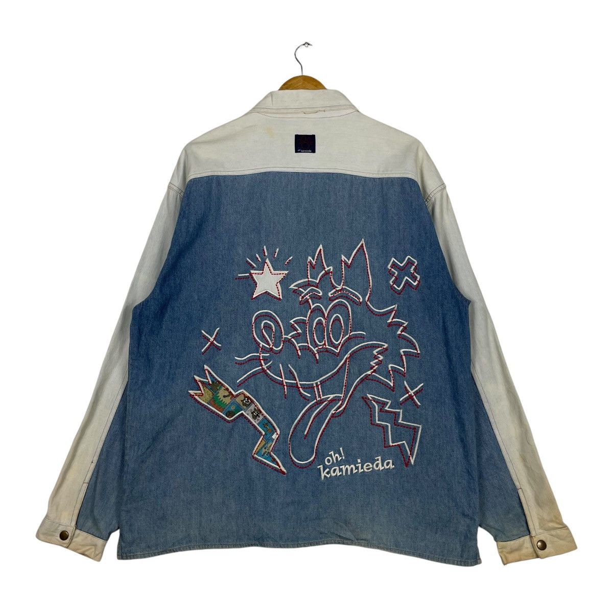 Japanese Brand × Jean Charles De Castelbajac × Vintage 💥JAPAN OH KAMIEDA CARTOON EMBROIDERY DENIM Size US L / EU 52-54 / 3 - 7 Thumbnail