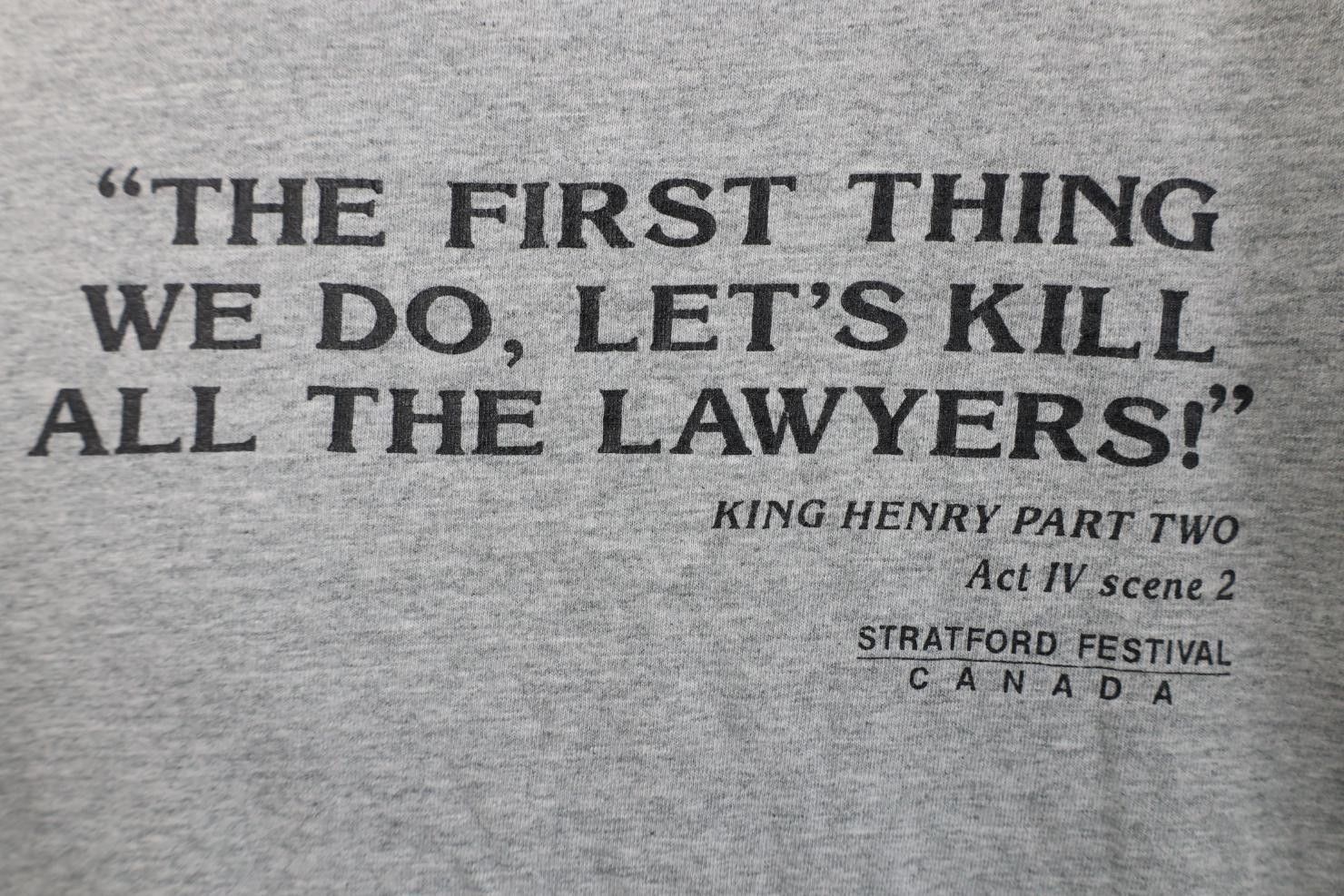Vintage Vintage 90s Let's Kill All the Lawyers Shakespeare T-Shirt Size US L / EU 52-54 / 3 - 4 Thumbnail