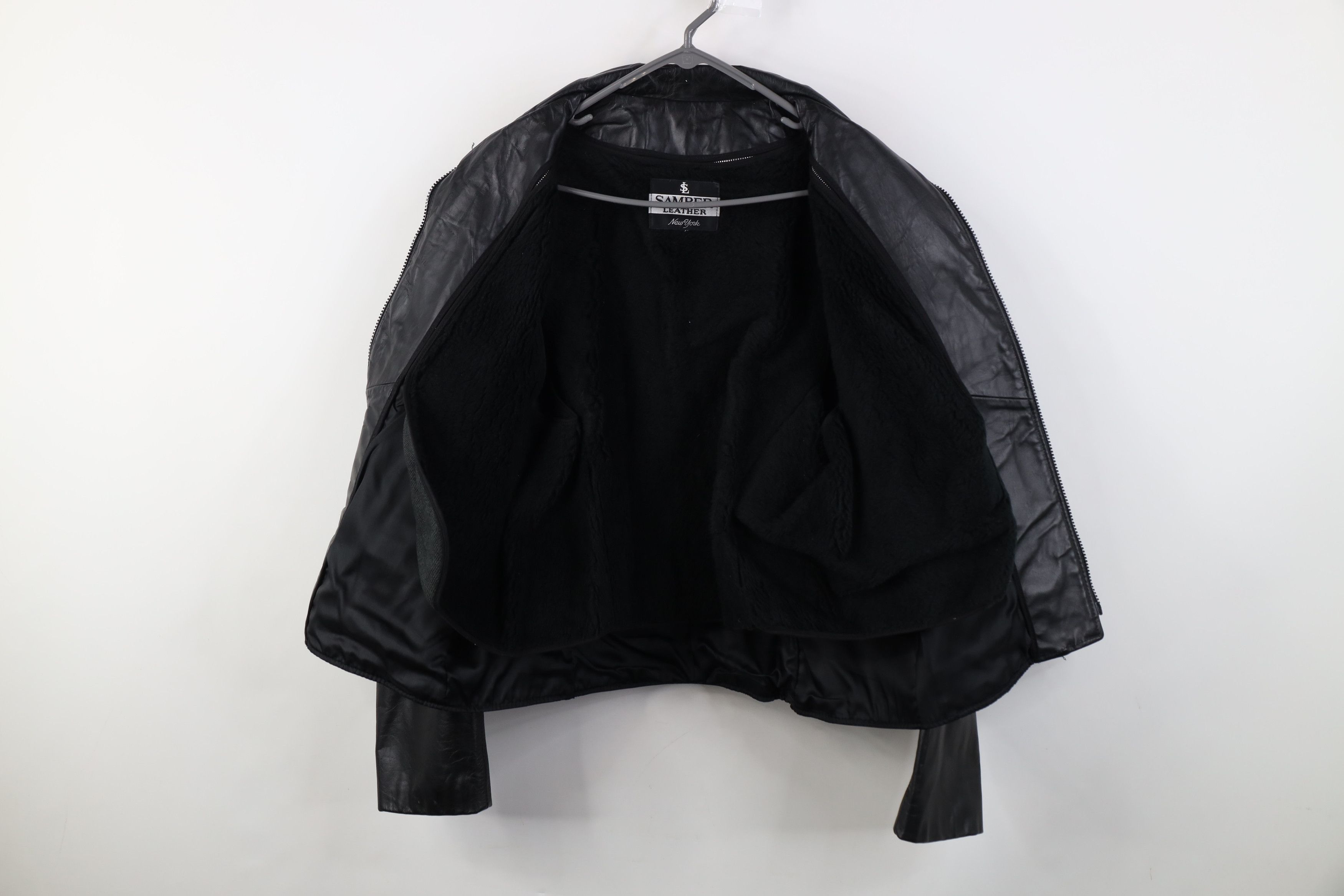 Vintage Vintage 90s Streetwear Lined Leather Full Zip Jacket Black Size US M / EU 48-50 / 2 - 10 Thumbnail