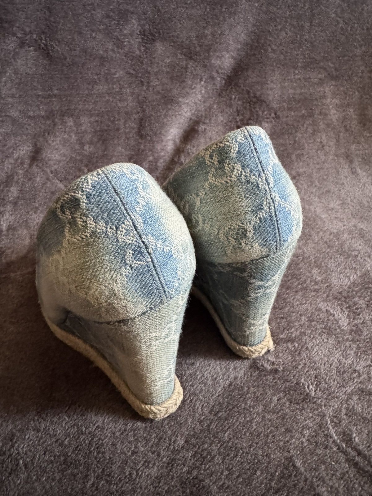 Gucci Gucci Horsebit monogram GC denim heels blue Size US 6 / IT 36 - 7 Thumbnail