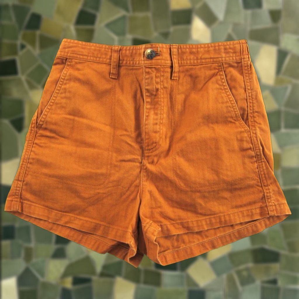 Madewell Madewell Cotton Stretch Rust Orange Elastic Waist Pocket High Rise Shorts S Womens Size 28" / US 6 / IT 42 - 1 Thumbnail