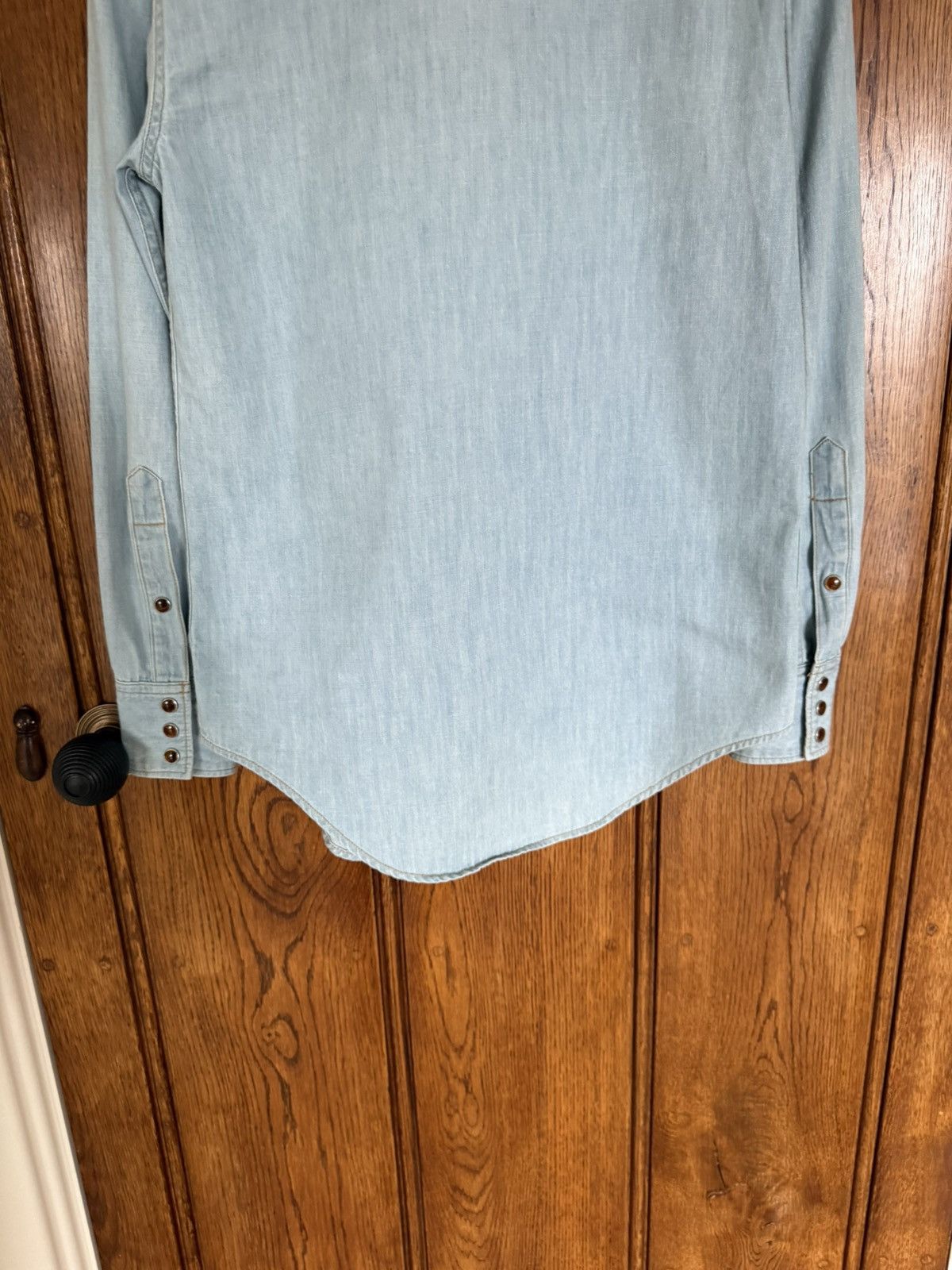 Saint Laurent Paris SS16 Saint Laurent ruffle collar blue denim shirt Hedi surf Size US S / EU 44-46 / 1 - 14 Thumbnail