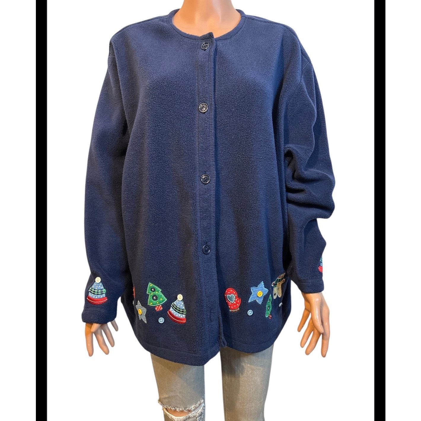 Croft & Barrow Festive Holiday Fleece Cardigan Jacket Size 2X (18-20) Size XL / US 12-14 / IT 48-50 - 1 Thumbnail