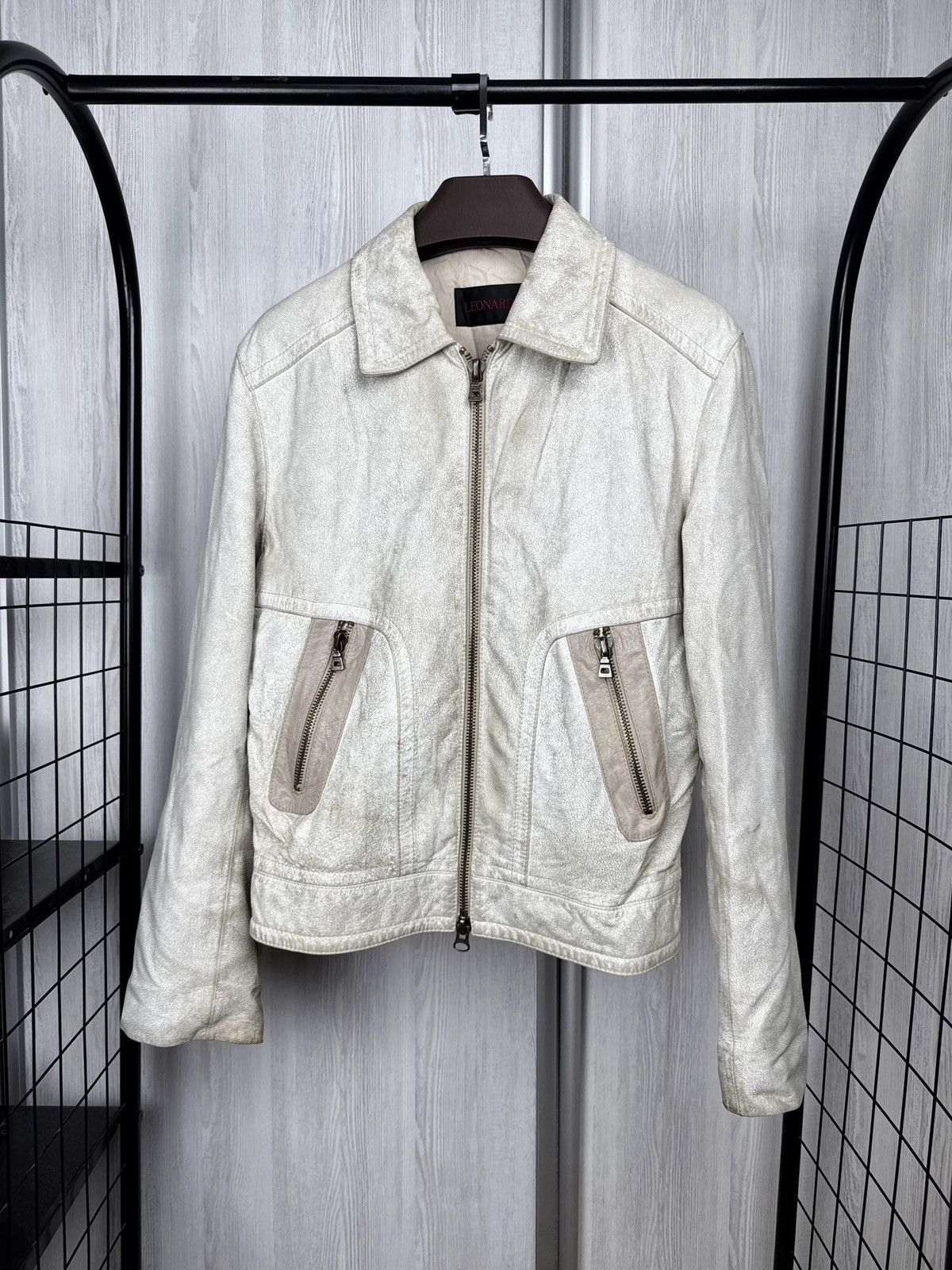 Other Leonardo White faded leather biker jacket vintage size 50 Size US M / EU 48-50 / 2 - 1 Thumbnail