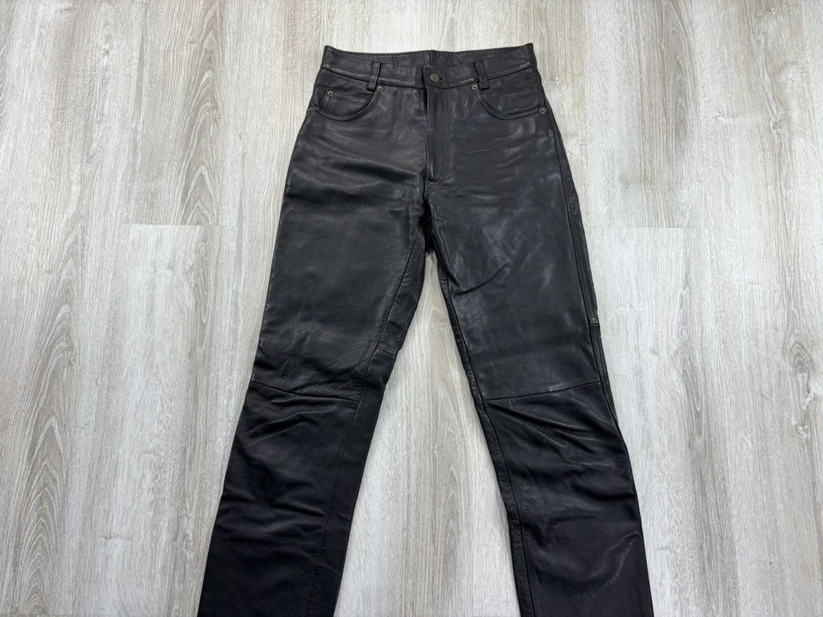 Genuine Leather × Leather × Vintage Womens biker motorcycle leather pants Gipsy Size 30 Size 24" / US 00 / IT 34 - 2 Thumbnail