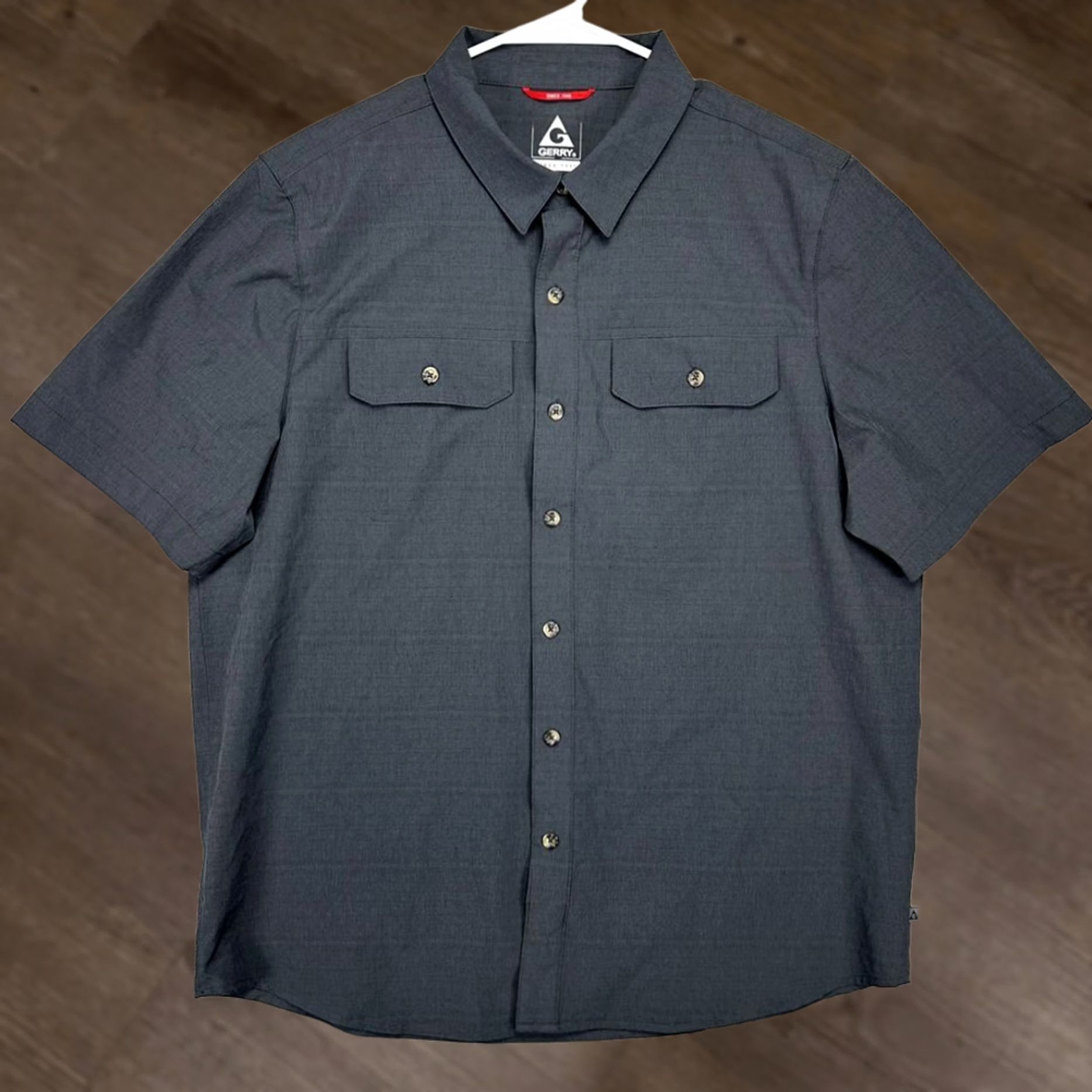 Vintage Gerry Shirt Adult Large Grey Button Up Stretch Short Sleeve Flap Pockets Mens Size US L / EU 52-54 / 3 - 1 Thumbnail