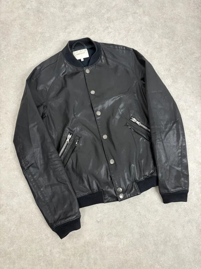 Balmain FW2012 Pierre Balmain Buttoned Waxed Black Bomber Jacket Size US M / EU 48-50 / 2 - 4 Thumbnail