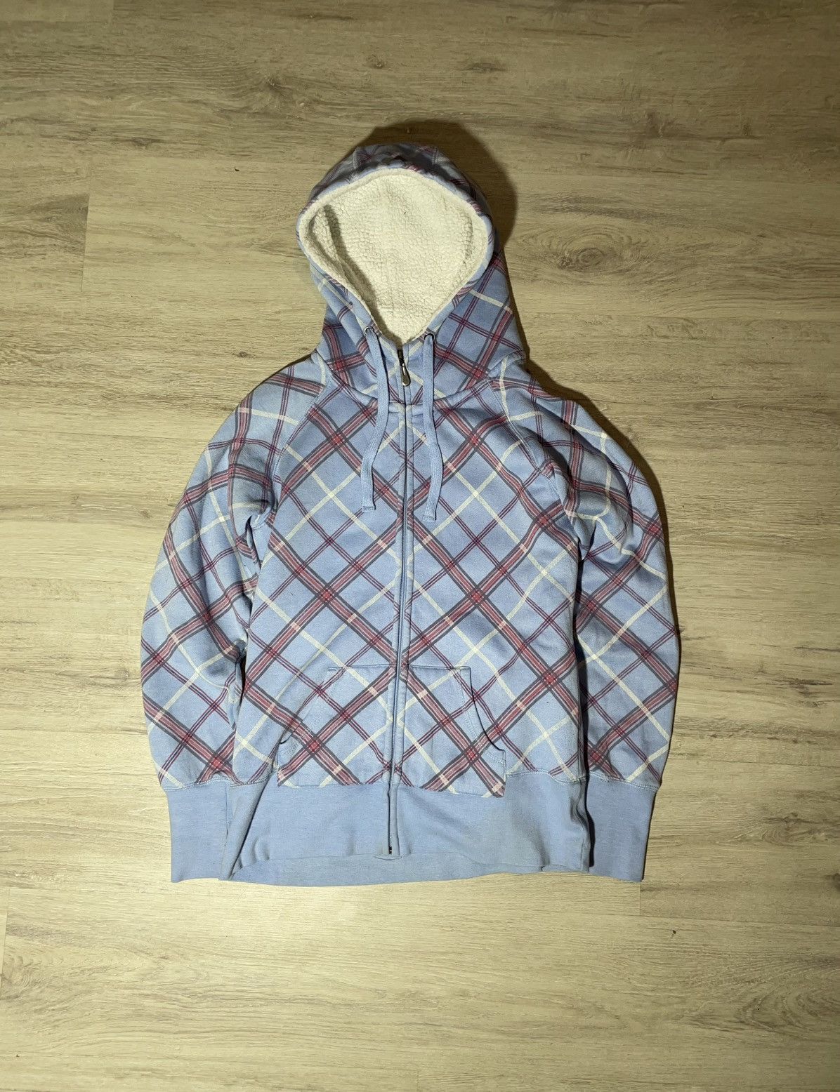 Other Vintage Fishbone Checkered Sherpa Zip Hoodie Fullprint Y2K Size XL / US 12-14 / IT 48-50 - 1 Thumbnail