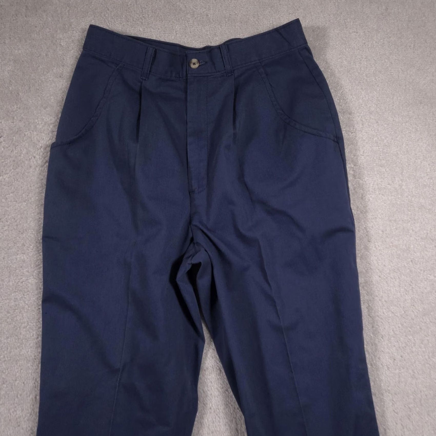 Vintage VINTAGE Chic Pants Womens 14 Blue Pleated Twill Chino Straight Leg Workwear 90s Mens WomensGirls Size 36" / US 14 / IT 50 - 3 Thumbnail