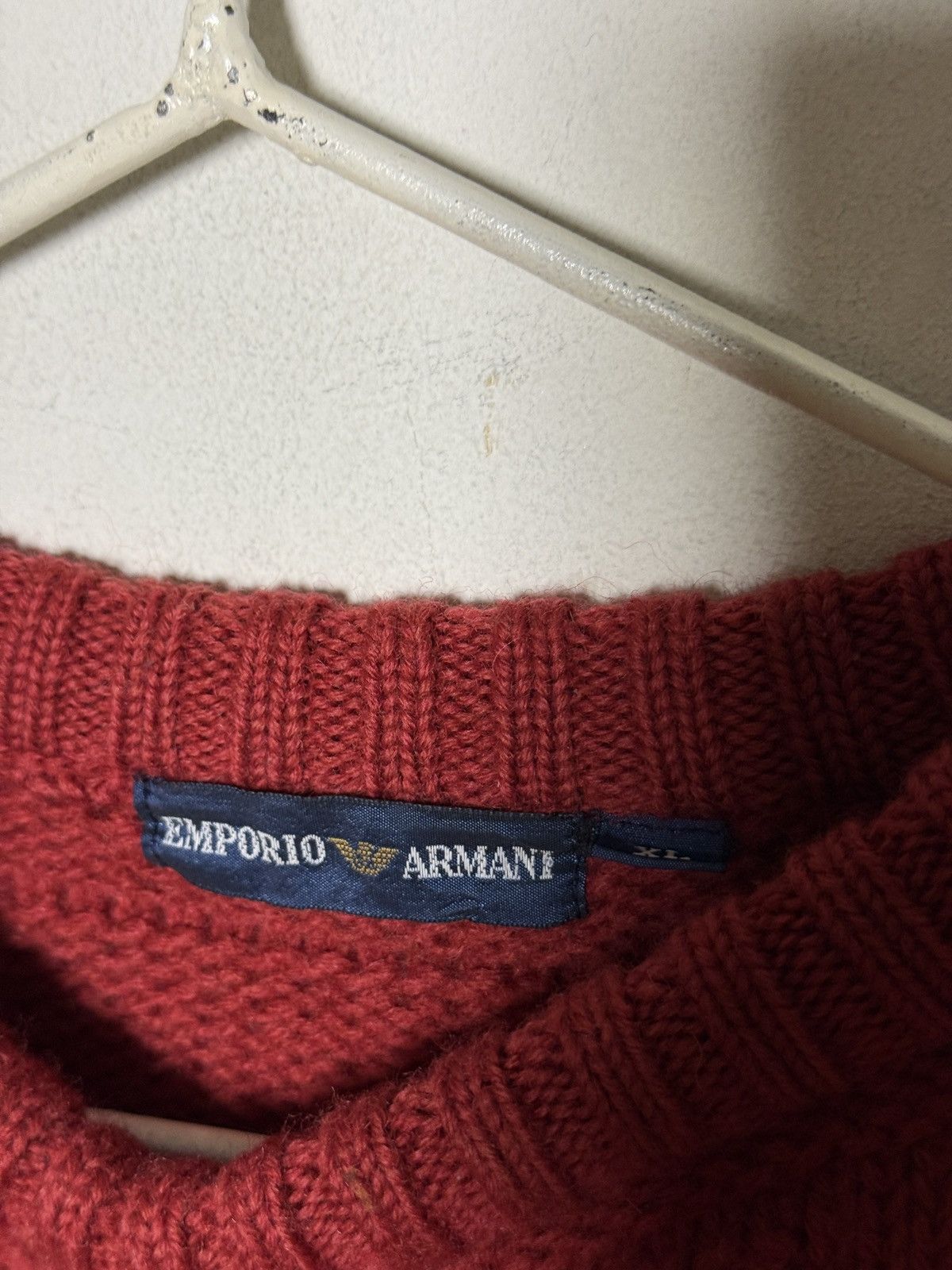 Giorgio Armani Armani 80s Chunky red cable-knit sweater Size US M / EU 48-50 / 2 - 4 Thumbnail