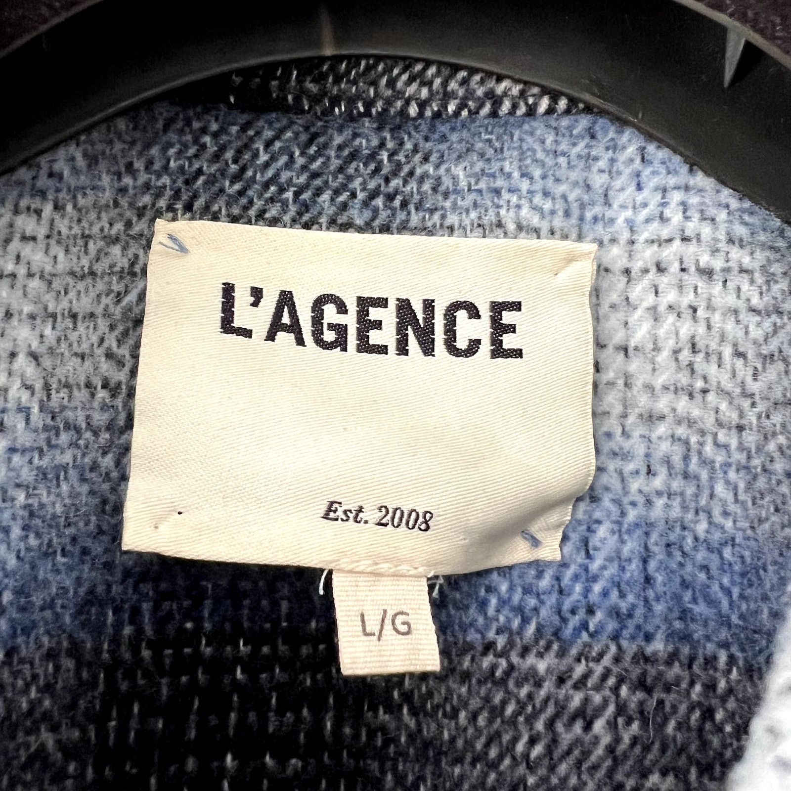L'AGENCE L'AGENCE Angelica Plaid Shirt Jacket Blue Wool Blend Size L Size L / US 10 / IT 46 - 5 Thumbnail